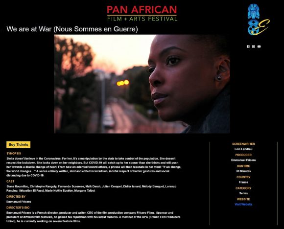 Fiche de présentation de la série au Pan African Film & Arts Festival de Los Angeles